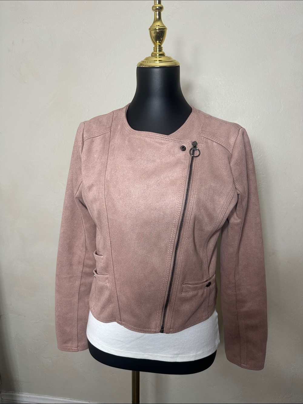 Haute Monde Dusty Pink Moto Jacket - Picture 2 of 4